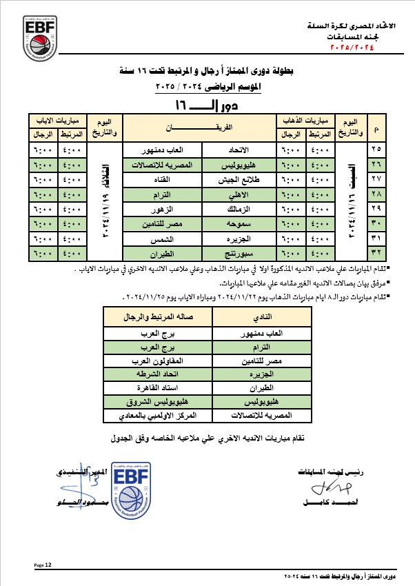 جدول الدورى