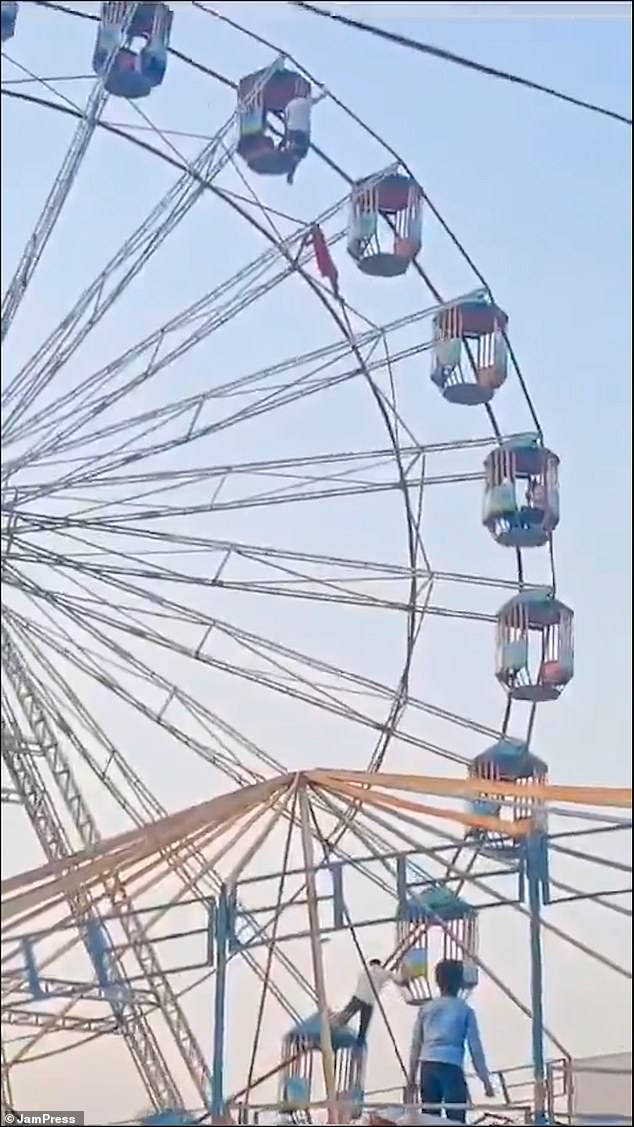 It is not clear why the girl fell out of the pod, but footage showed it was nearer the highest point when the ride stopped